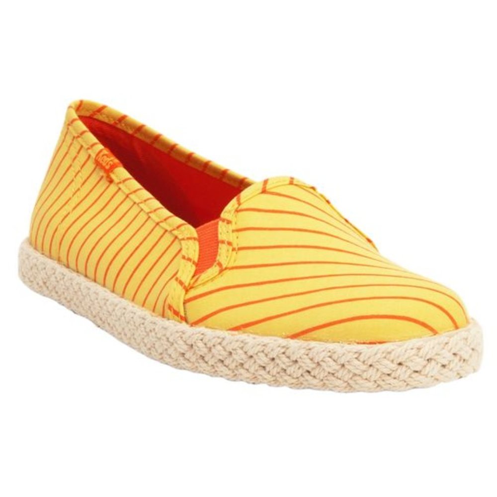 Keds Yellow Candy Striped Jute Slip On Sneakers Women's 6